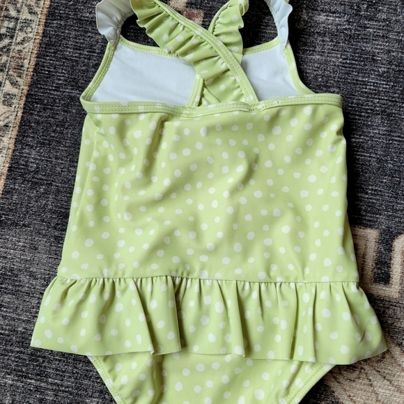 Carter's 24 Month Polka Dot Green One Piece Bathing Suit Snap Closure Crisscross - Picture 5 of 5